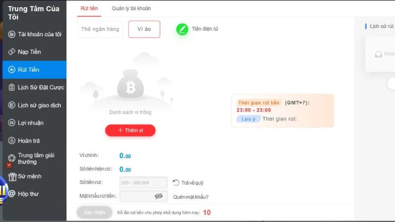 Giao diện rút tiền tại nhà cái Gi88 chuyên nghiệp, thao tác dễ dàng